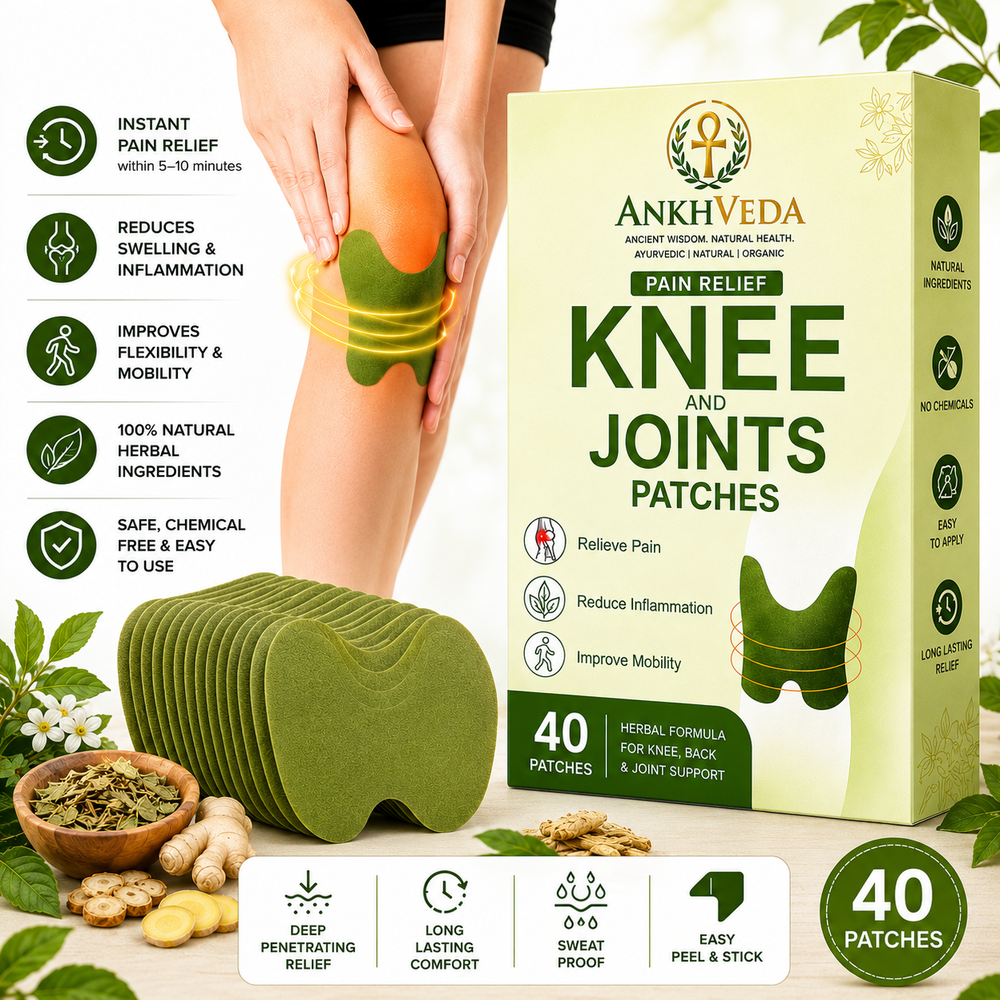 Ankhveda Knee Pain Relief Patch – Original & Organic Instant Joint Pain Relief (20 Patches)