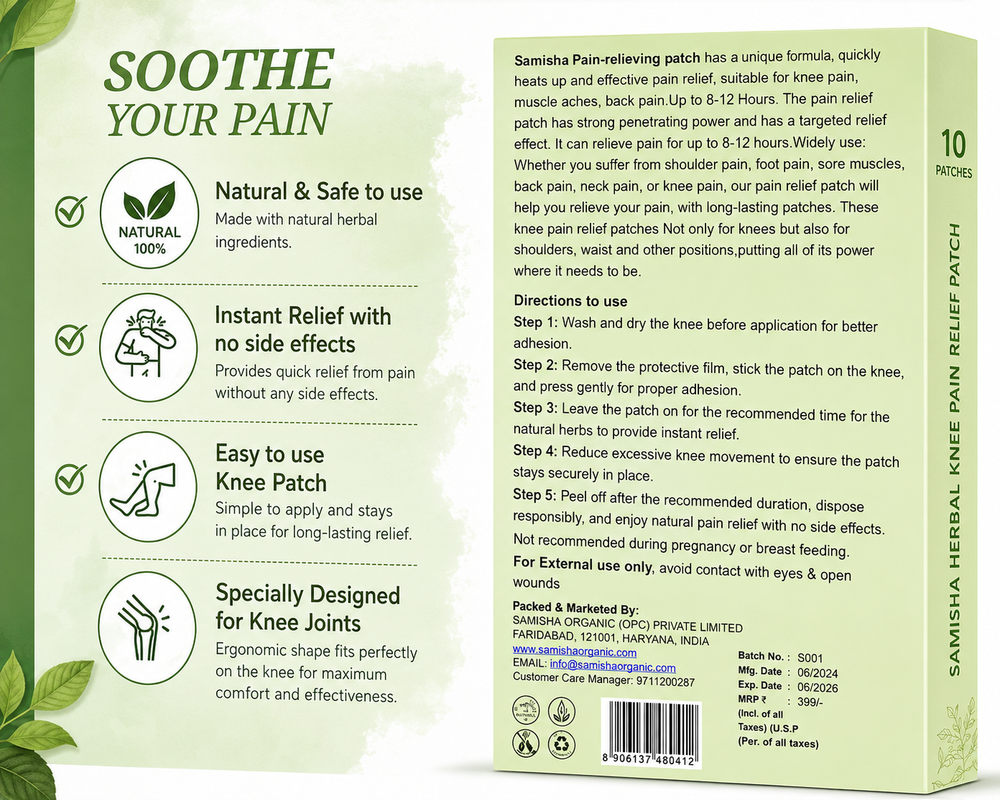 Ankhveda Knee Pain Relief Patch – Original & Organic Instant Joint Pain Relief (20 Patches)